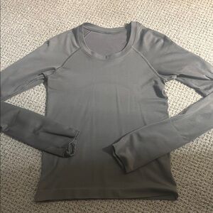 Gray/Green Swiftly Tech Long Sleeve Top (race length)